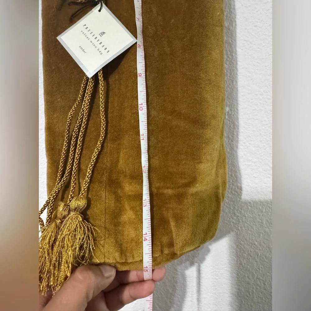 Pottery Barn Gold Velvet Wine Bag With Tags